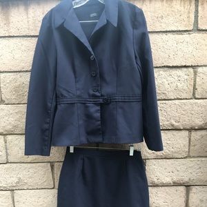 Navy blue skirt and blazer suit